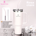 Copo Térmico Inox 1200ml Romantic Crown, com canudo e tampa.