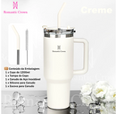 Copo Térmico Inox 1200ml Romantic Crown, com canudo e tampa.