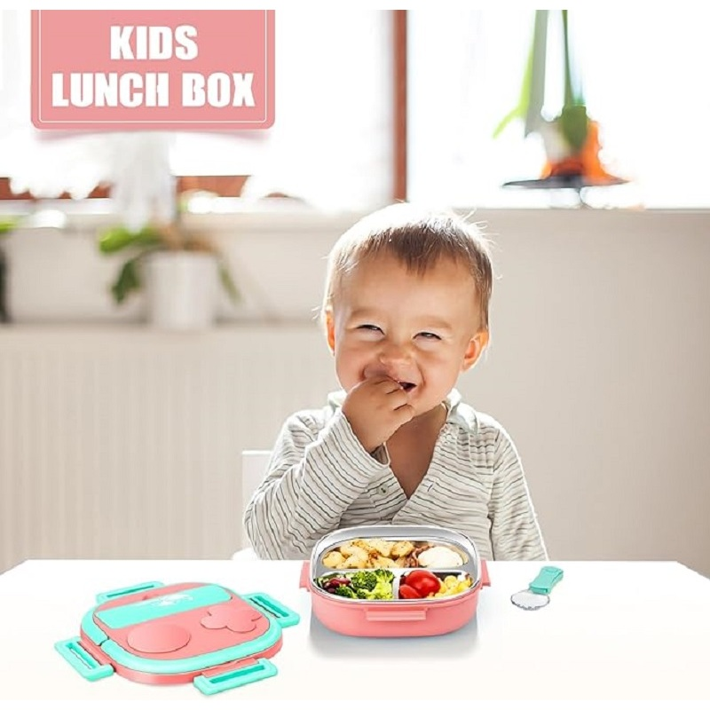 Marmita Lancheira Térmica Com e Colher Pote Para Crianças de 304 Aço Inoxidável Forro Para Sopas Caldos KL-6123