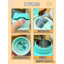 Garrafa /copo térmica Com Canudo 520ml aço inox para infantil com desenhos animados para presente