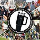 ROMANTIC CROWN Copo Térmico Inox Portátil 1200ml/1.2L Garrafa Térmica Inoxidável com Tampa e Canudo