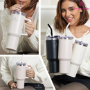 ROMANTIC CROWN Copo Térmico Inox Portátil 1200ml/1.2L Garrafa Térmica Inoxidável com Tampa e Canudo