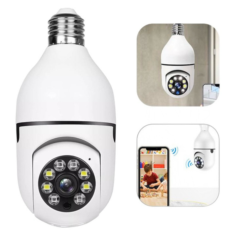 Câmera de segurança wi-fi ip sem fio 360 encaixe lampada aplicativo yoosee ptz full HD visão noturna - bivolt