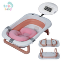 Banheira Bebê Dobrável Infantil Confortável Segura Com Termômetro Portátil Com Almofada De Banho