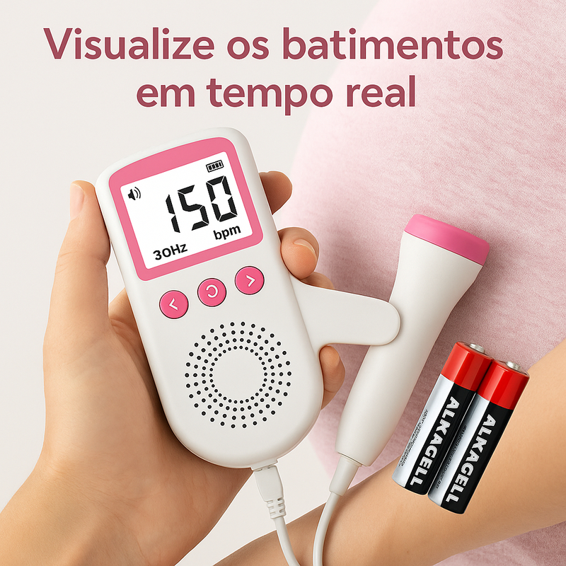 Fetal Doppler Ultrassom Ouvir Batimentos Bebe Gravida + Gel + Pilhas - Envio Rápido