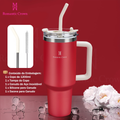 Copo Térmico Inox 1200ml Romantic Crown, com canudo e tampa.