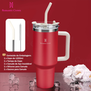 Copo Térmico Inox 1200ml Romantic Crown, com canudo e tampa.