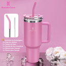 Copo Térmico Inox 1200ml Romantic Crown, com canudo e tampa.